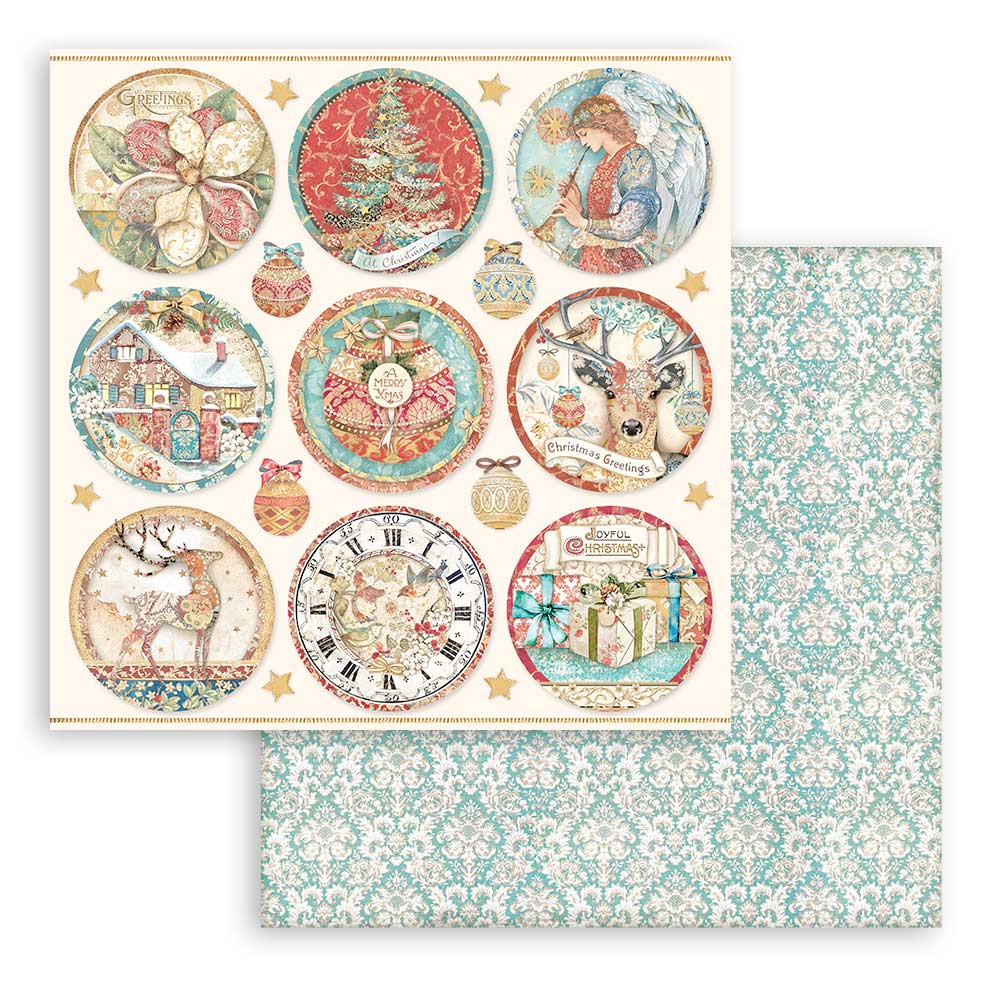 Stamperia -  Christmas Greetings  - 10 olika dubbelsidiga ark 12x12" - 9