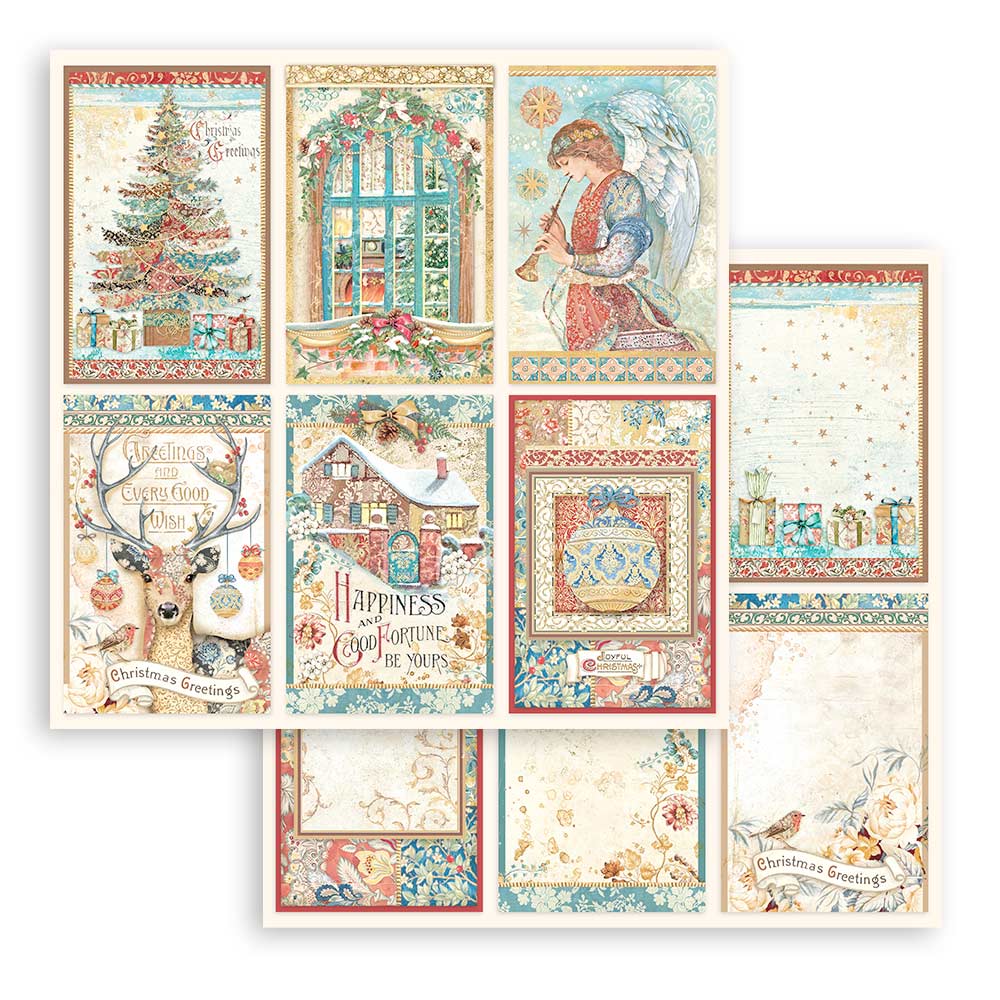 Stamperia -  Christmas Greetings  - 10 olika dubbelsidiga ark 12x12" - 6