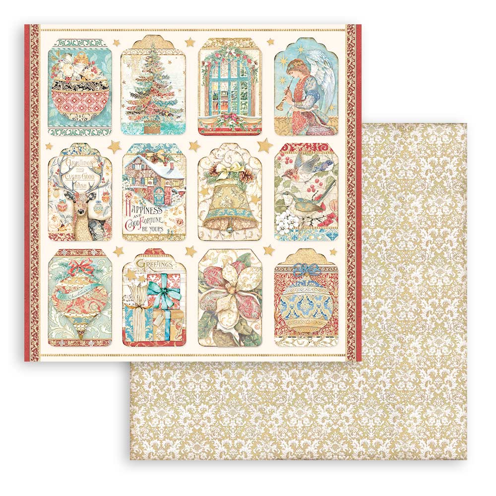 Stamperia -  Christmas Greetings  - 10 olika dubbelsidiga ark 12x12" - 10