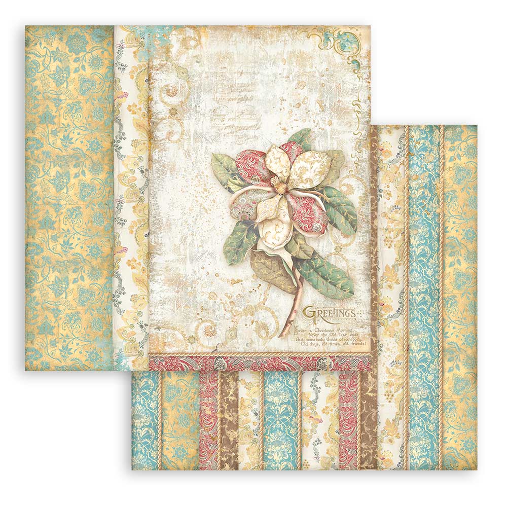 Stamperia -  Christmas Greetings  - 10 olika dubbelsidiga ark 12x12" - 7