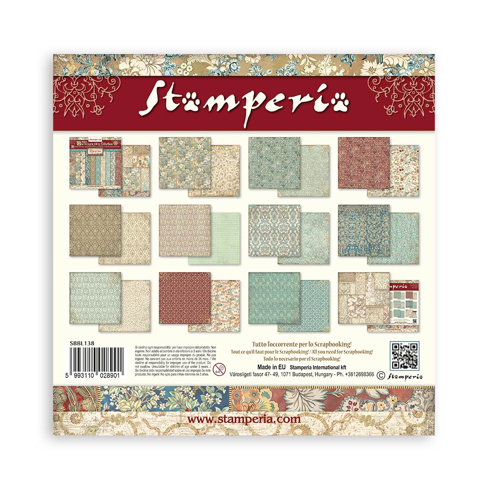 Stamperia -  Maxi Background selection - Christmas Greetings  - 10 olika dubbelsidiga ark 12x12"