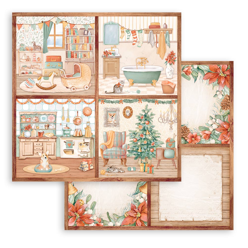 Stamperia - All Around Christmas - 10 olika dubbelsidiga ark 8x8" - 6