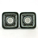 Gunnar Nylund (Farina 1954) Two Green Candleholders with Abstract Relief 8 cm