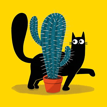 Cacti Cats, Greeting Card