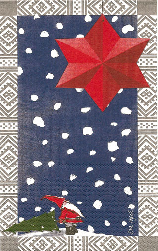 Tomte med stjärna  grå Towelservett, 20 servetter/fp