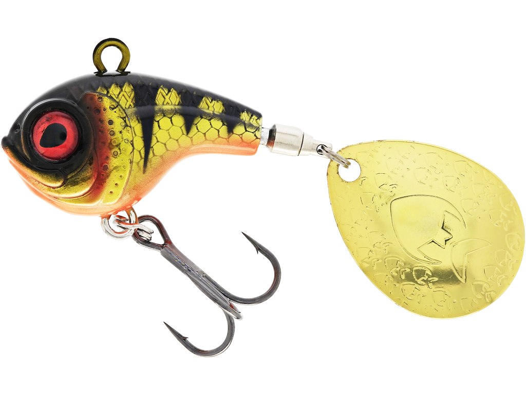 westin dropbite spin tail jig is an 8g spinner tail. a great lure for perch if you fish deep or fast. bling perch