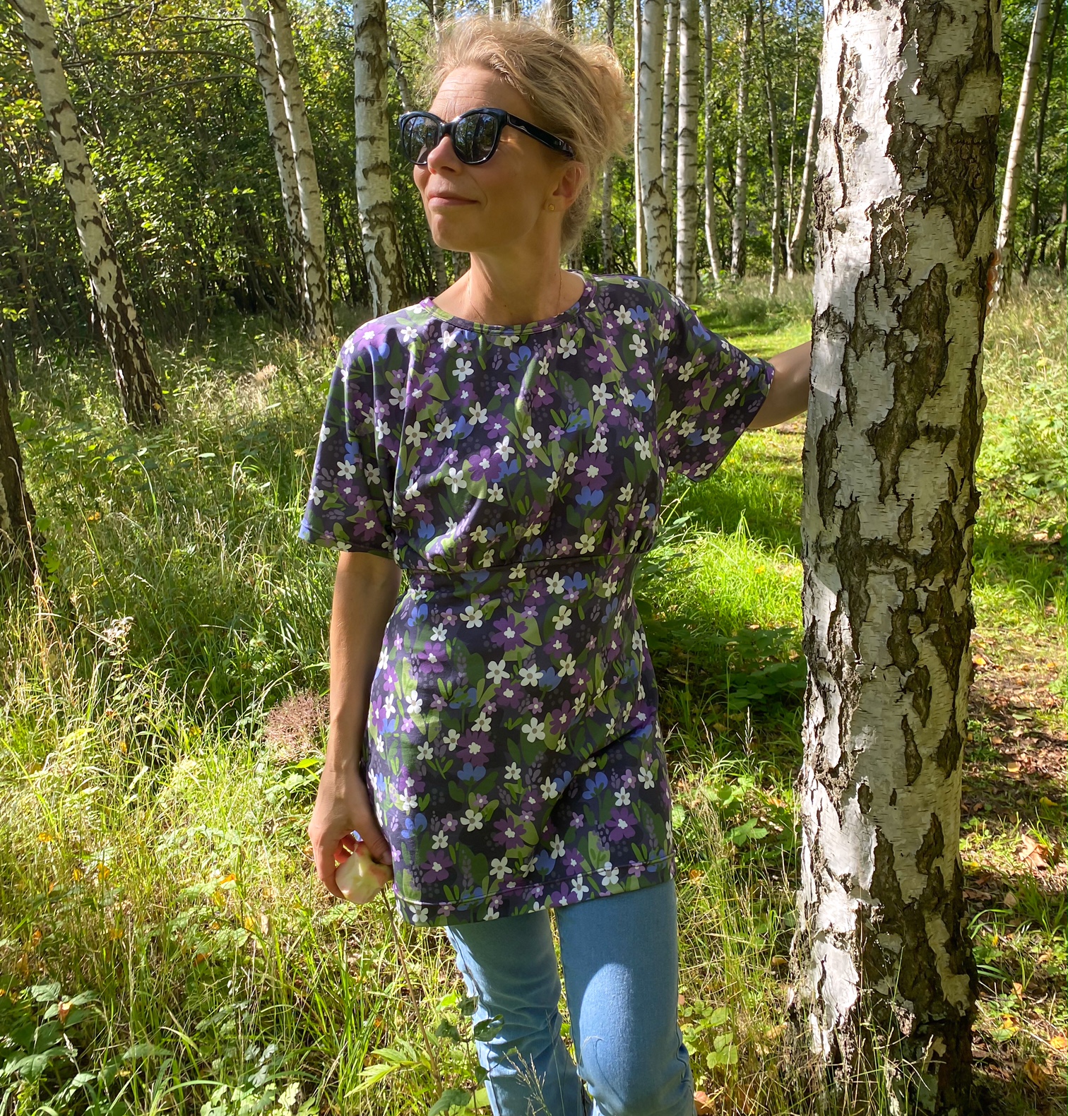  SLUTSÅLT! Jerseytyg ekologisk bomull,  "JENNY GOES PLUM" - 7