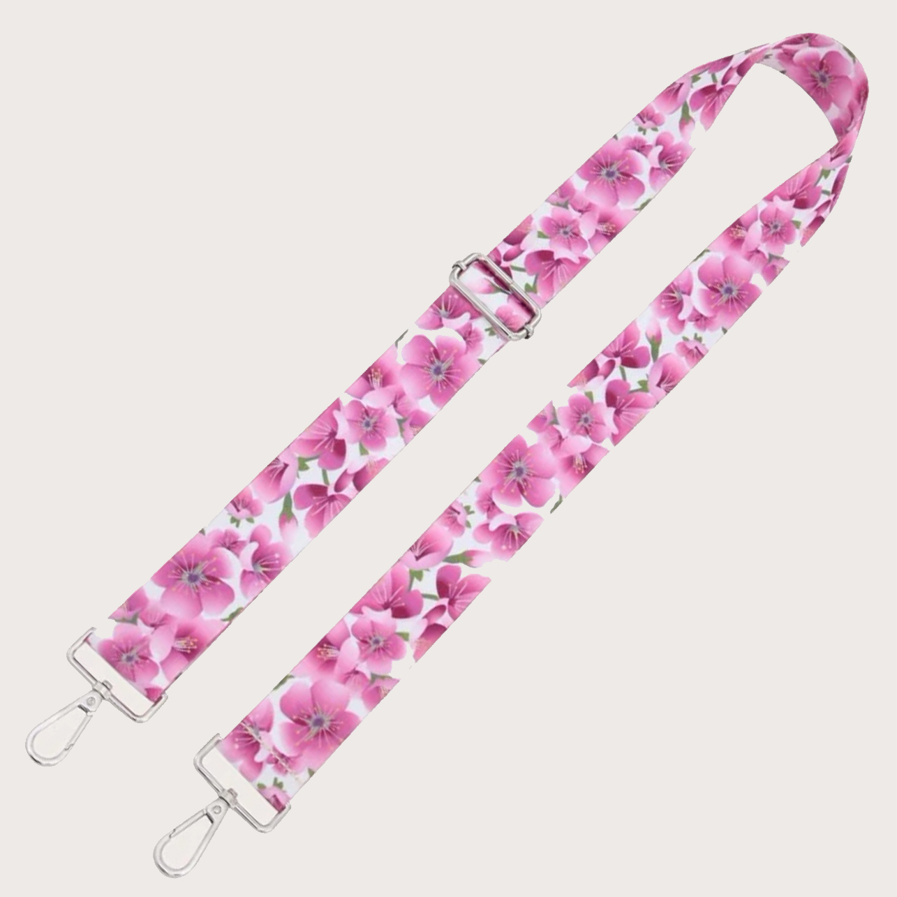 Reglerbar axelrem - rosa blommor med silver - 3