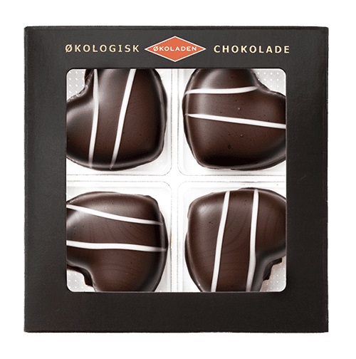 Marsipanhjärtan 4 st  70% mörk choklad 75g x14, EKO