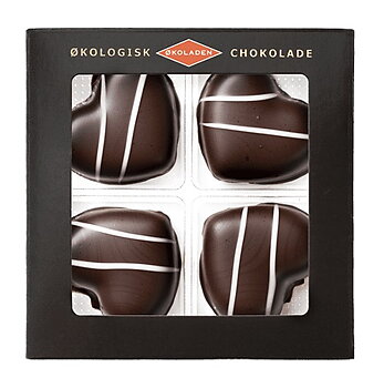 Marsipanhjärtan 4 st  70% mörk choklad 75g x14, EKO