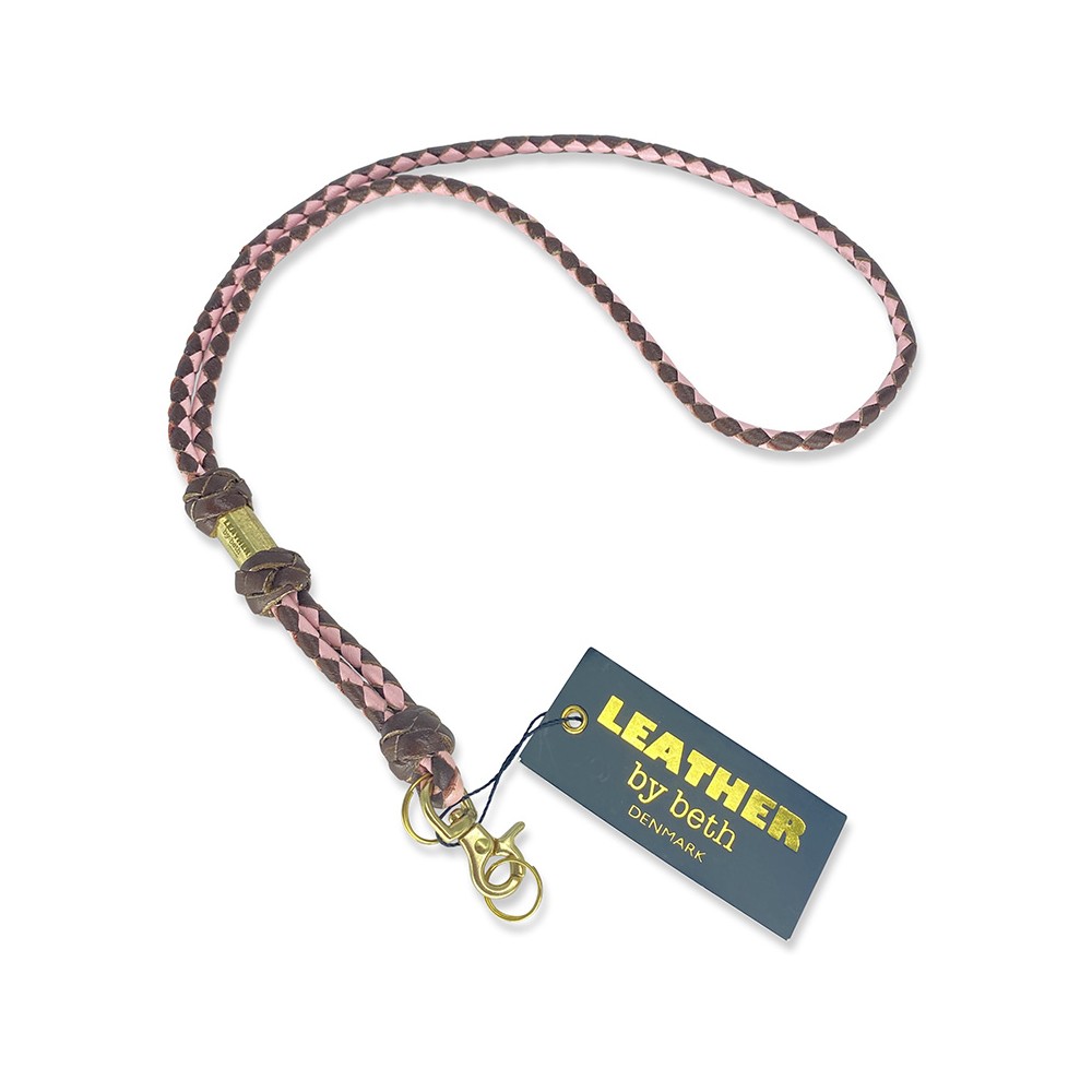 Leather by Beth pipband i veg.garvat buffelskinn Cognac/Rosa
