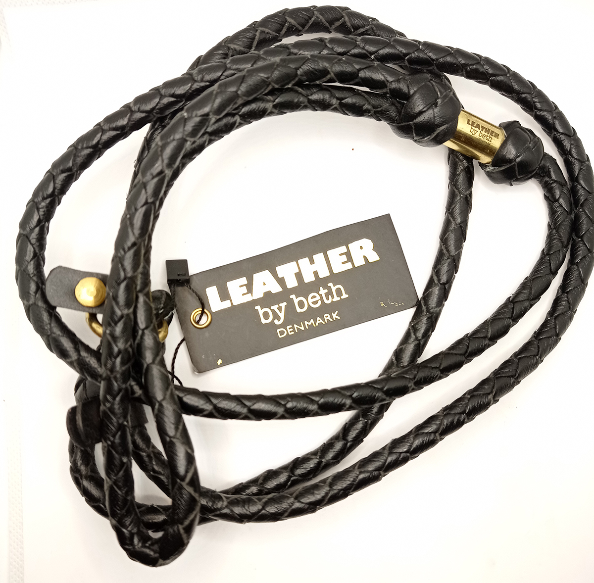 Leather by Beth Retrieverkoppel i veg.garvat buffelskinn, Svart