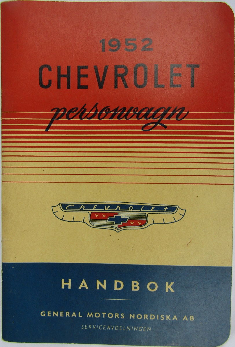 1952 Chevrolet personvagn Handbok Svenskt Original