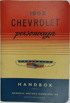1952 Chevrolet personvagn Handbok Svenskt Original