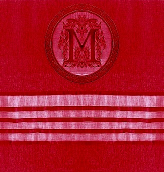 Hissgardin röd Broderat Monogram och stråveck knytband shabby chic lantlig stil - 2