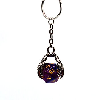 Keychain d20 Silver Dragon Claw