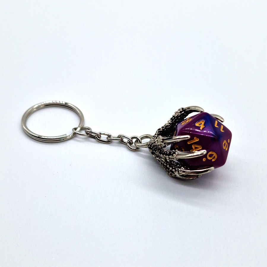 Keychain d20 Silver Dragon Claw - 2