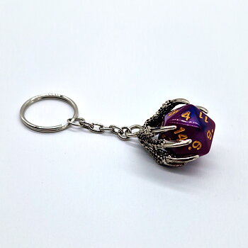 Keychain d20 Silver Dragon Claw