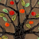 Gabi Citron-Tengborg (1972) Colorful Tree Wall Plaque 24 cm #142 (1)