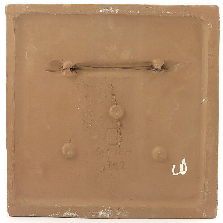 ガビ・シトロン-テングボーグ  カラフルな樹木の陶板  24cm  1972年 #142 (1)