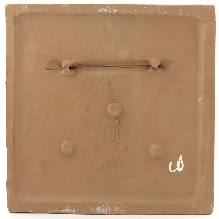 ガビ・シトロン-テングボーグ  カラフルな樹木の陶板  24cm  1972年 #142 (1)
