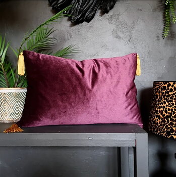 Kuddfodral Guldtassel - Purple Velvet 40x60