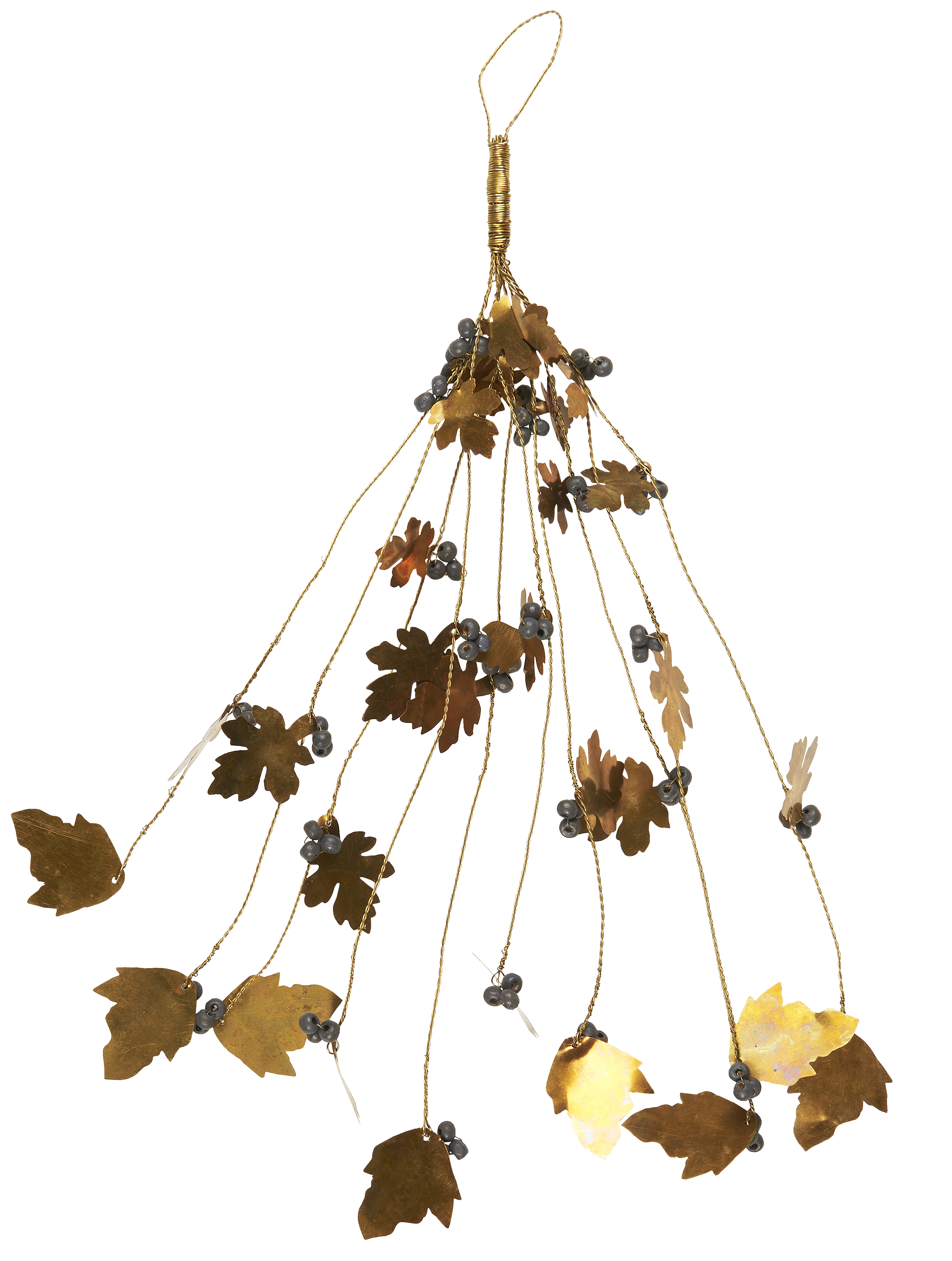 Mistletoe with wooden beads - Brass - 38x13 cm - 3
