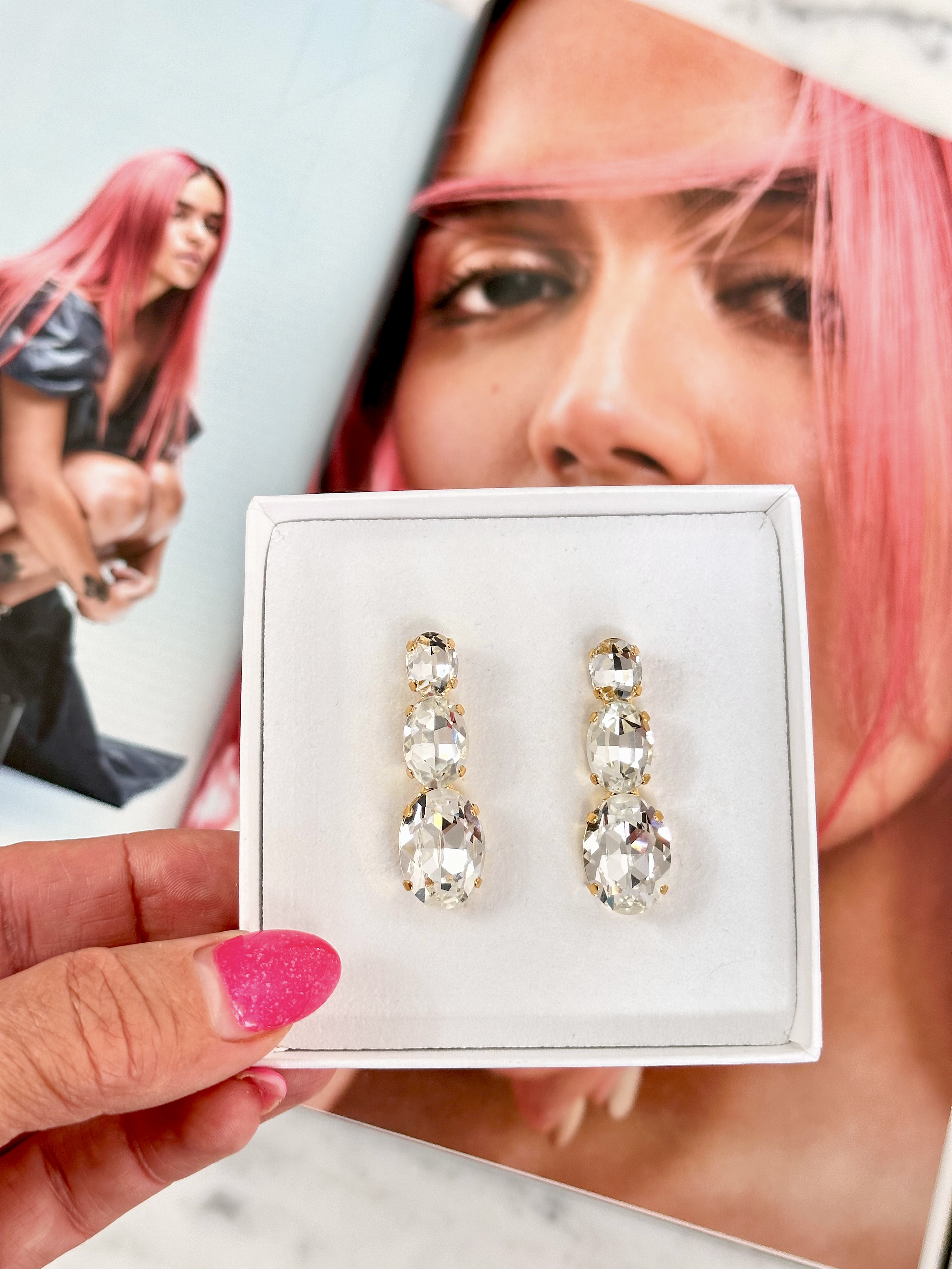Earring Carmen Clear Crystal Gold