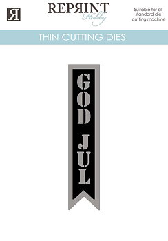 Dies - Reprint - God Jul tag  med bakgrund -  15mm bred