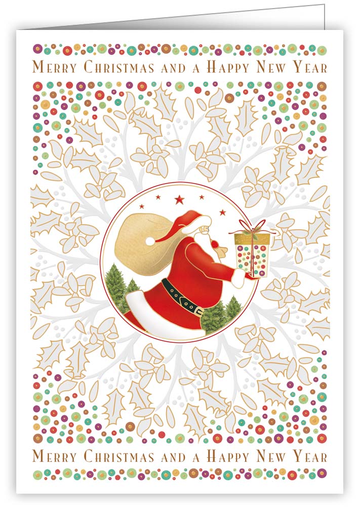 Santa Handing out Presents, Greeting Card