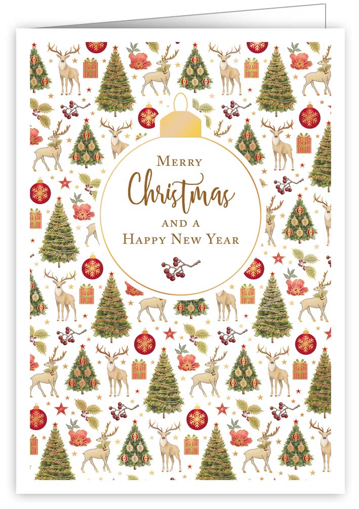 Reindeer and Christmas Trees, Greeting Card