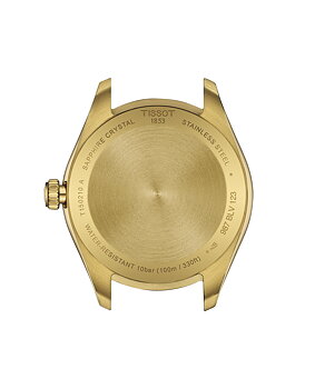 T150.210.33.021.00 Tissot PR 100 Quartz 34 guld baksida