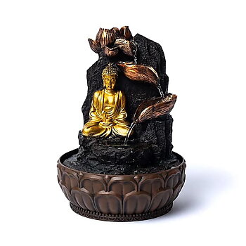 Mediterande Buddha med lotus fontän