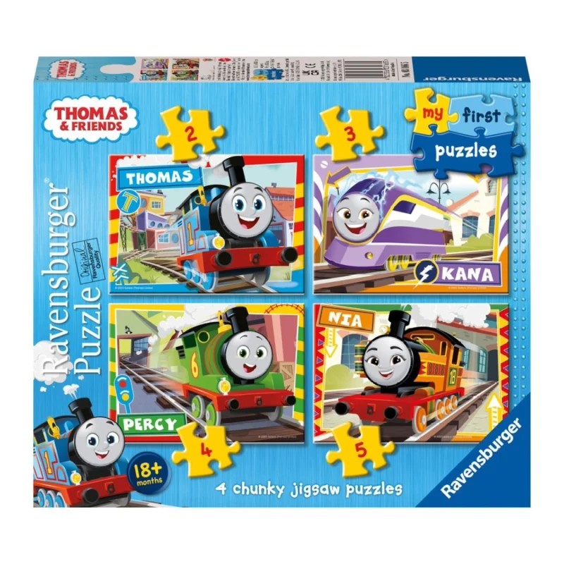 4 stk: Thomas, Percy, Kana og Nia . Mitt første puslespill