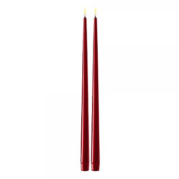 DELUXE HOMEART LED Herrgårdsljus bordeaux 38cm 2-pack