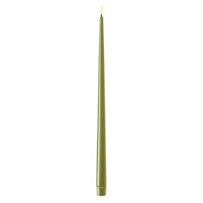 DELUXE HOMEART LED Herrgårdsljus olivgrön 38cm 2-pack