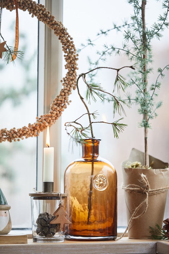 Candle holder for taper candles - Glass jar with wooden lid - 5