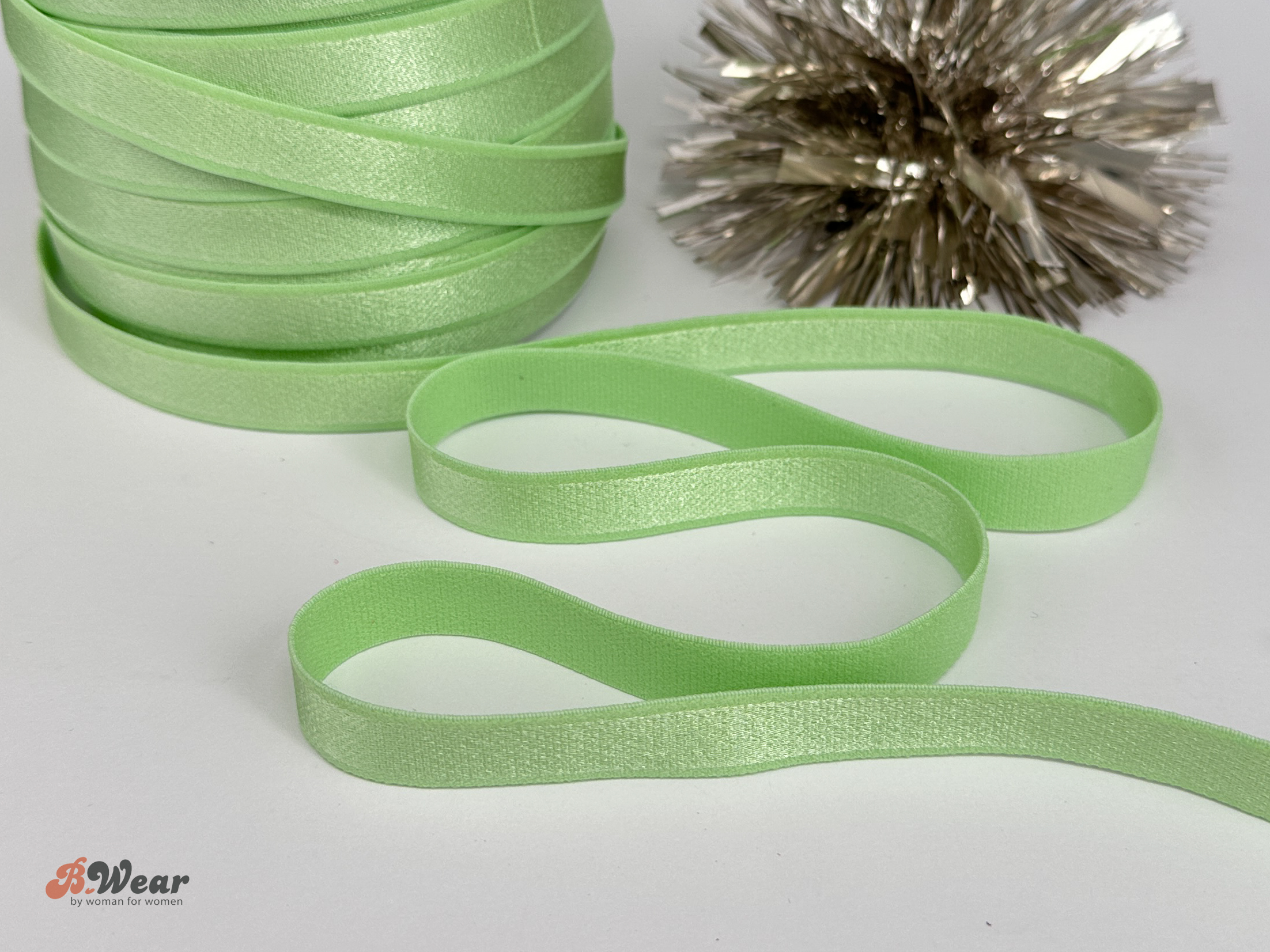 Bra Strap Elastic 15 mm - Pistagegreen