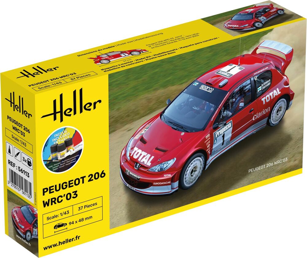 1//43 PEUGEOT 206 WRC'03COMPLETE w.  Glue, Paint,Brush