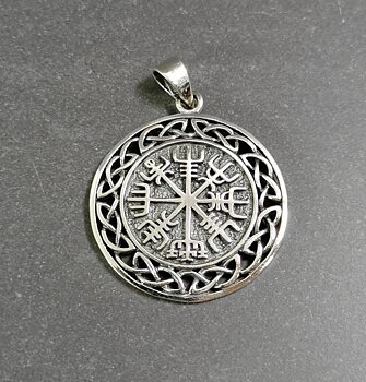 Vegvísir / Vegvisir (Kompass) - Hänge i Silver 
