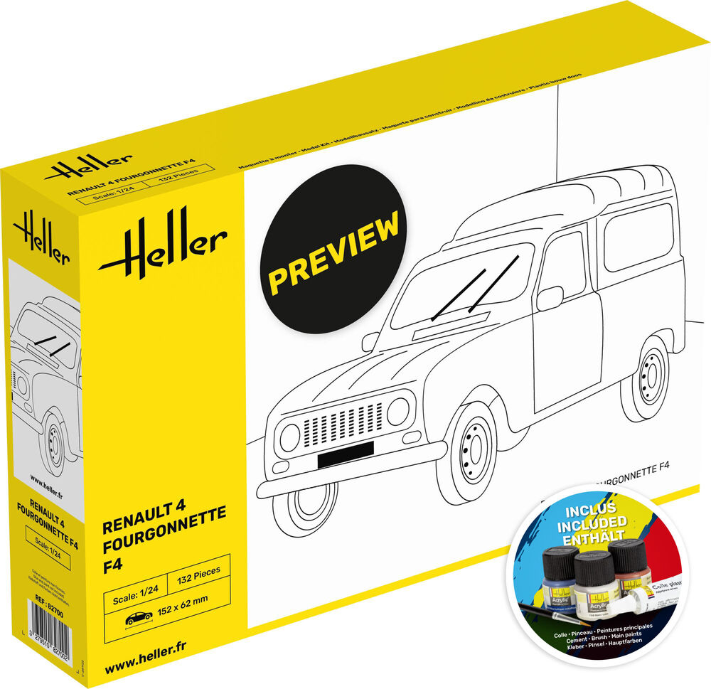 1/24 RENAULT 4 FOURGONETTE F4 COMPLETE with glue, paint and brush.