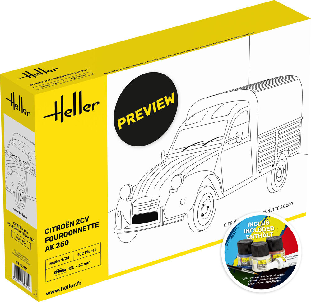 1/24 CITROEN 2CV FOURGONETTE AK 250 COMPLETE with glue, paint and brush.
