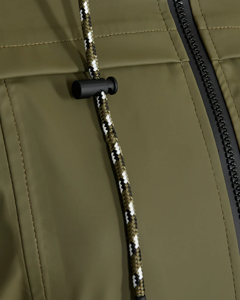 FREE/QUENT Water Repellent Rain Jacket Olive Night - 4