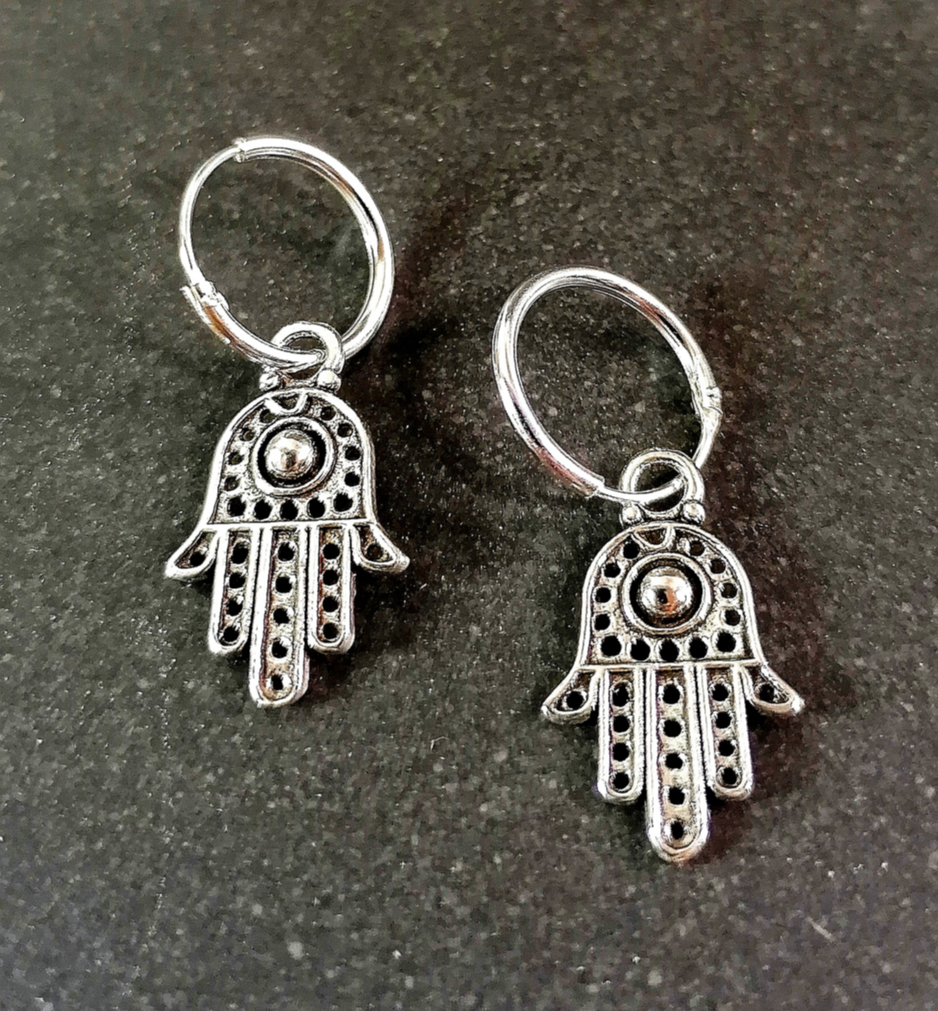 Hamsa / Fatimas Hand - Örhängen - Silver