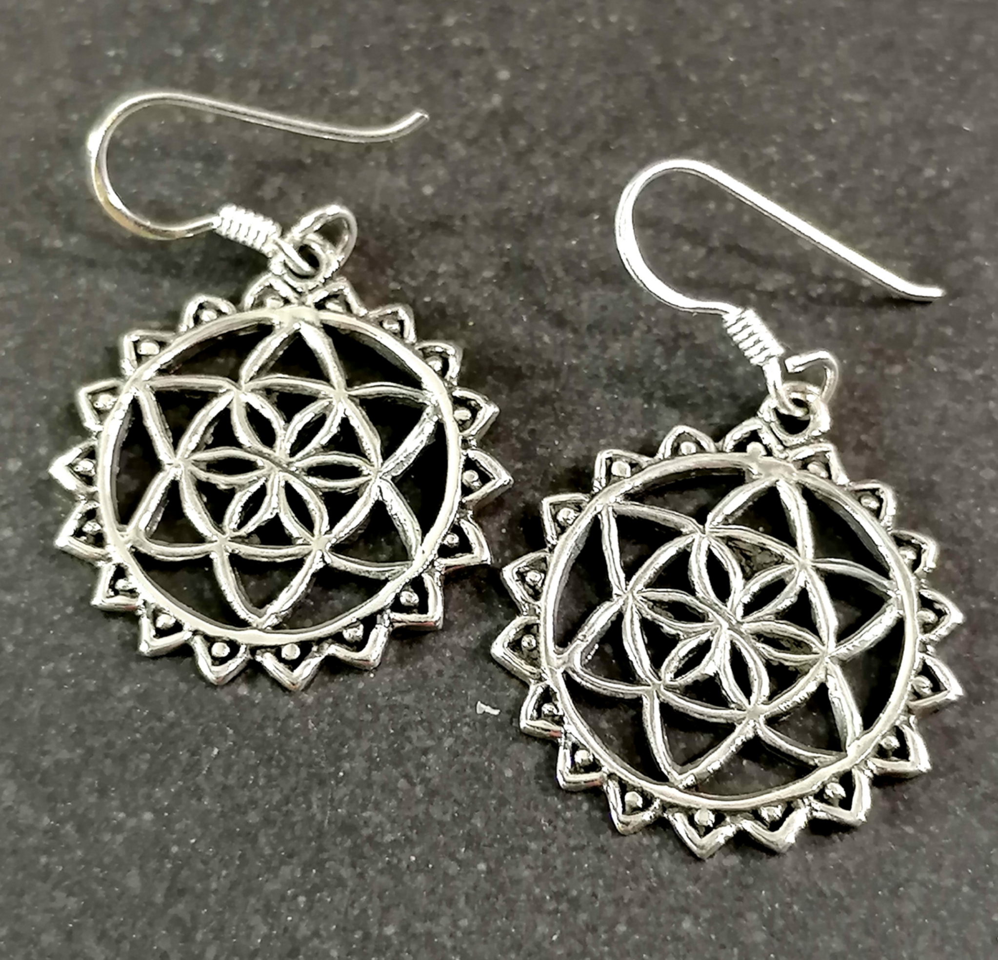 Seed of Life Mandala Örhängen i Silver