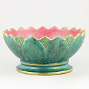 ジョセフ・エクベル  ピンク／緑色のボウル 花型  21cm  1920年代