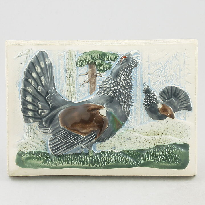 Staffan Johnson (1980s) White Wall Plaque with Capercaillie Motif 15 cm (2)