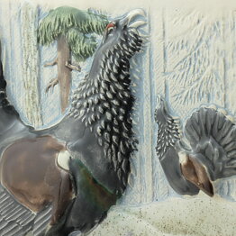 Staffan Johnson (1980s) White Wall Plaque with Capercaillie Motif 15 cm (2)