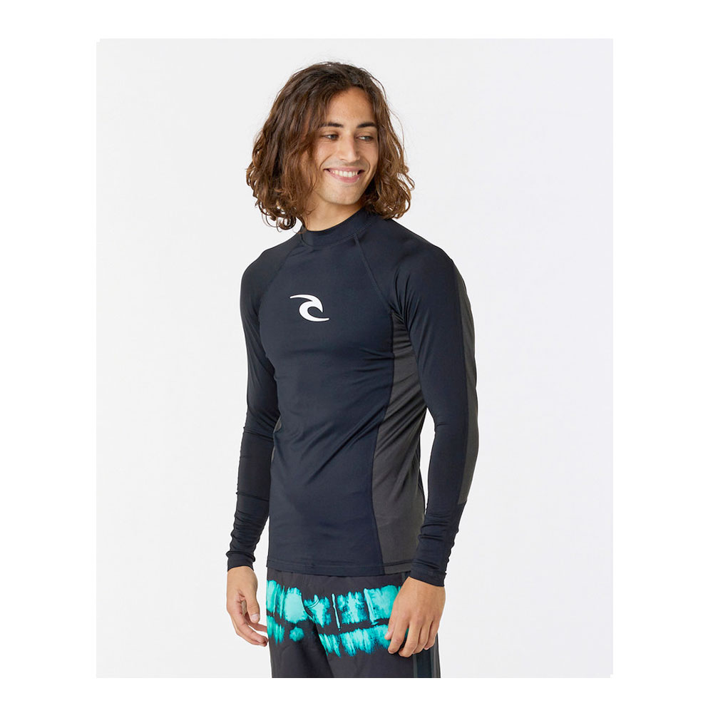 Rip Curl rashguard waves upf perf  l/s black - 2