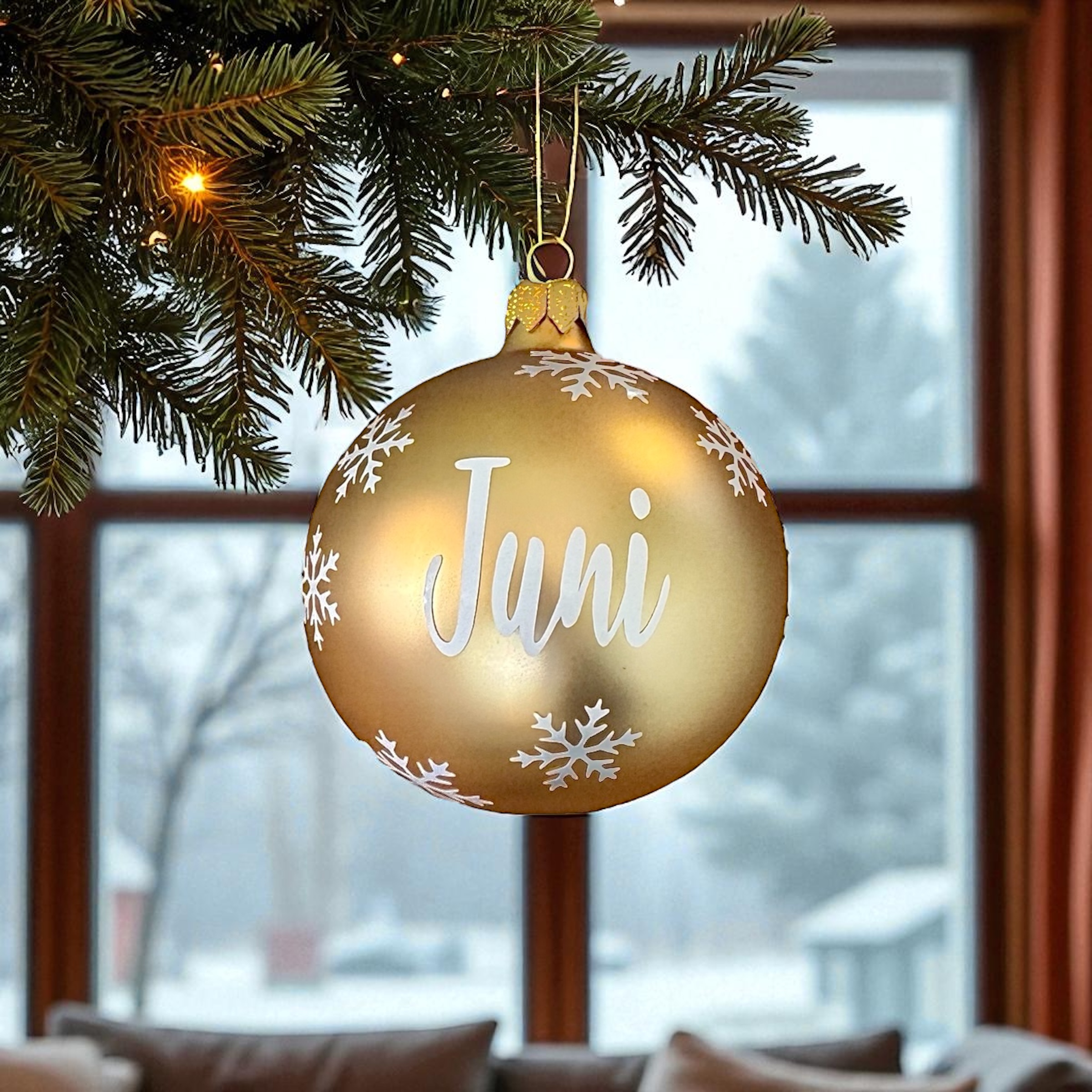 Julgranskula med valfritt namn - Guld 8 cm  - 3